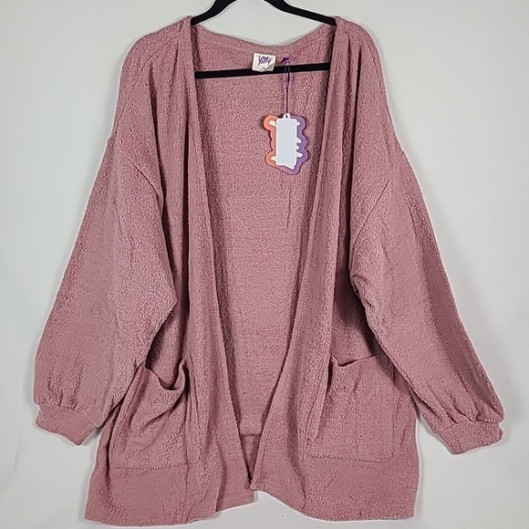 NEW Yitty Pet Me Women's Cardigan Sweater Mauve Sz 3x SUPER SOFT Pockets MSRP$90 - Picture 1 of 7